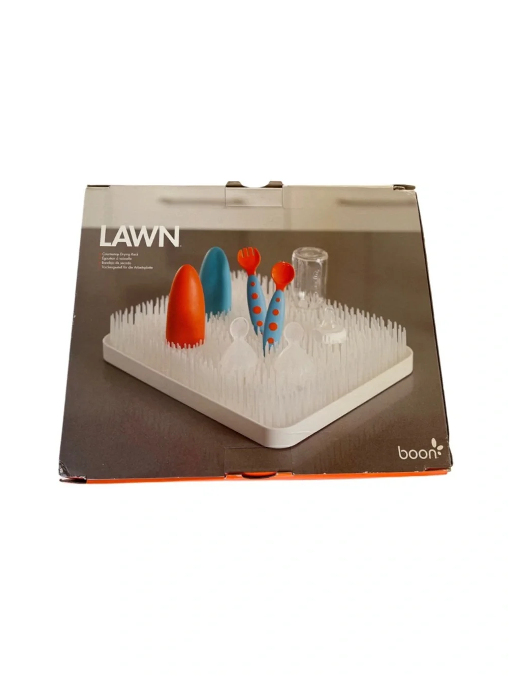 (NWT) Boon LAWN Countertop Baby Bottle Drying Rack in Green - Antimicrobial Tray